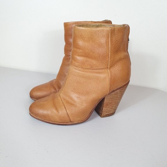 RAG & BONE Ankle Boots Leather Tan Brown Block Heel EU 36 US 6 Newbury - Picture 2 of 10